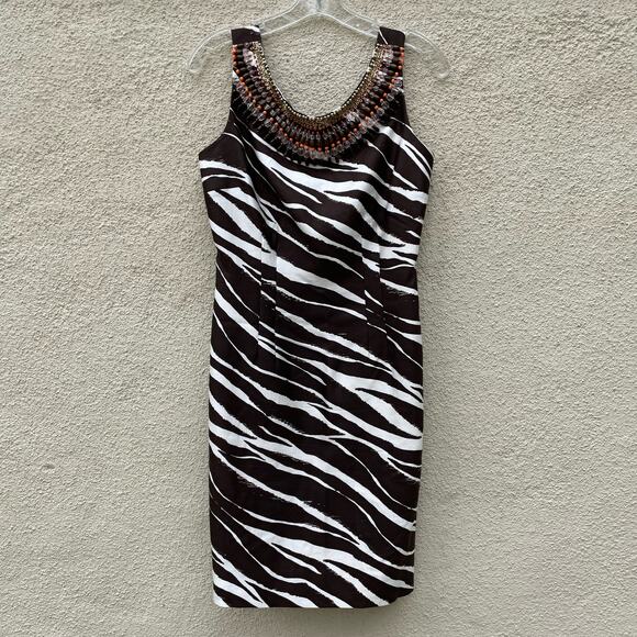 Kate Spade Joselle Zebra Stripe Embellished Dress 2 - Picture 2 of 10